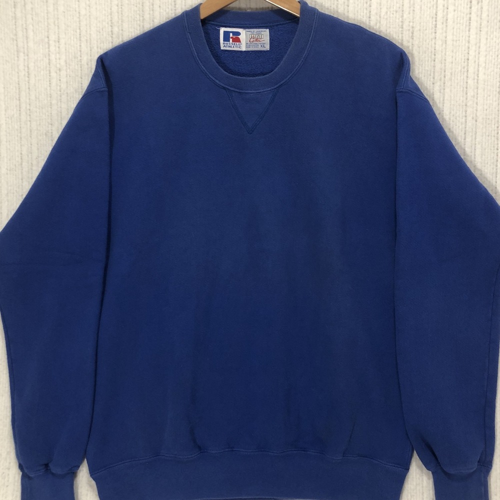 Vintage Russell Athletic High Cotton Sweatshirt Royal Blue XL USA V-Stitch